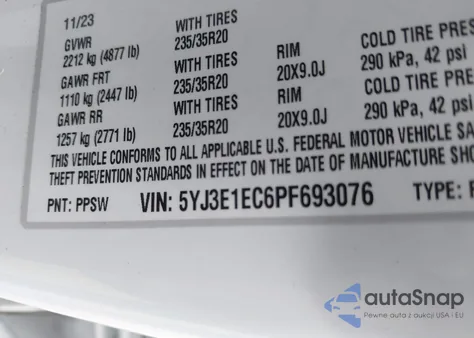 2023 Tesla Model 3 Performance Dual Motor All-Wheel Drive from USA, damaged, VIN 5YJ3E1EC6PF693076